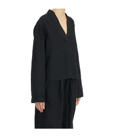 Thom Krom V-neck Long-sleeved Blouse In Black