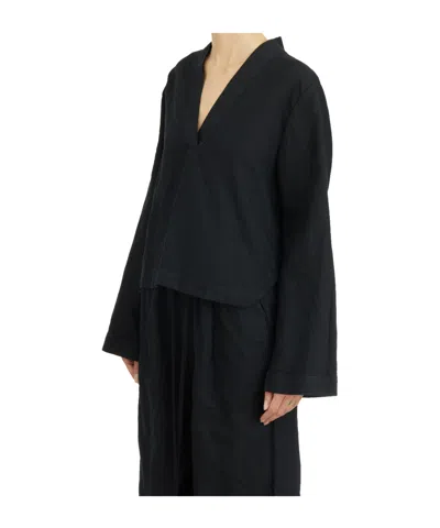 Thom Krom V-neck Long-sleeved Blouse In Black