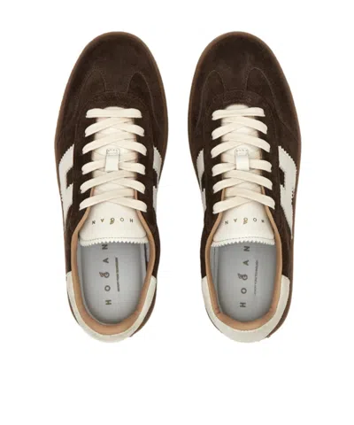 Hogan Suede Platform Sole Sneakers In Brown