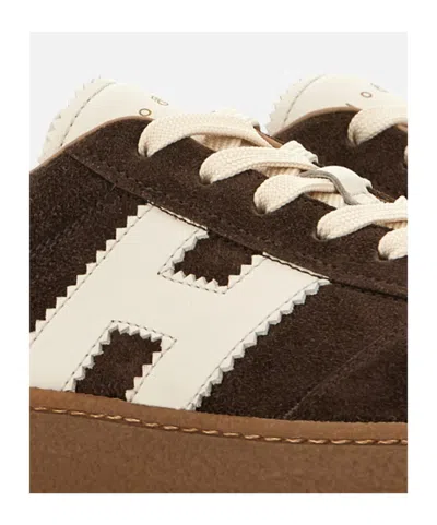 Hogan Suede Platform Sole Sneakers In Brown