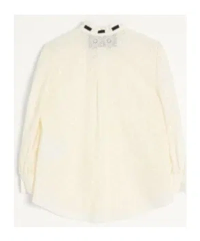 Valentino Daisy Polka-dot Sangallo Button-down Shirt In Neutral