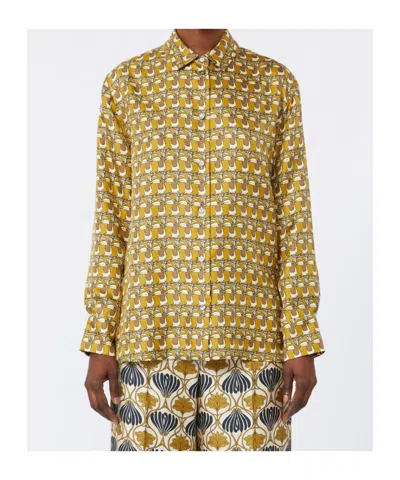 Max Mara Double-sided Printed Silk Shirt In Blue