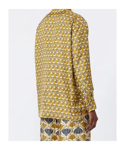 Max Mara Double-sided Printed Silk Shirt In Blue