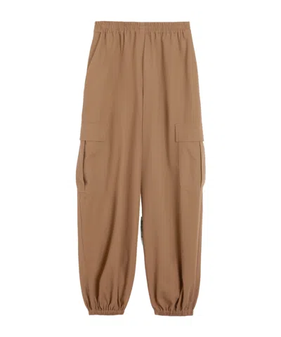 Max Mara Cargo Trousers With Elastic Waistband And Cuffs In Brown