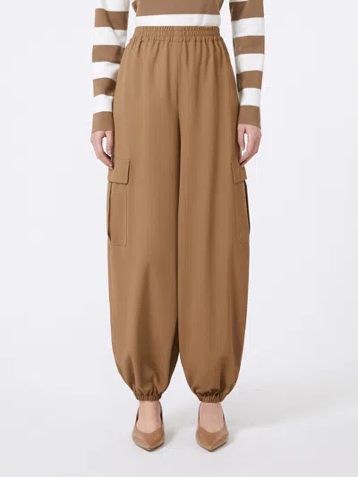 Max Mara Cargo Trousers With Elastic Waistband And Cuffs In Brown
