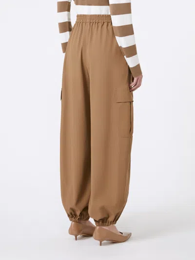 Max Mara Cargo Trousers With Elastic Waistband And Cuffs In Brown