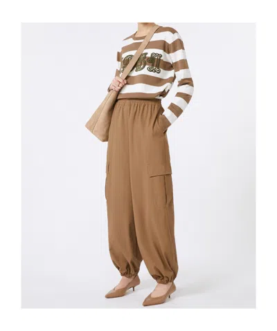 Max Mara Cargo Trousers With Elastic Waistband And Cuffs In Brown