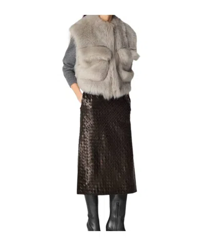 Bottega Veneta Toscana Shearling Cropped Gilet In Gray