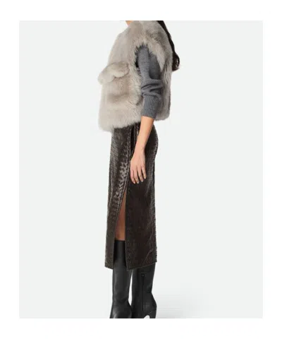 Bottega Veneta Toscana Shearling Cropped Gilet In Gray
