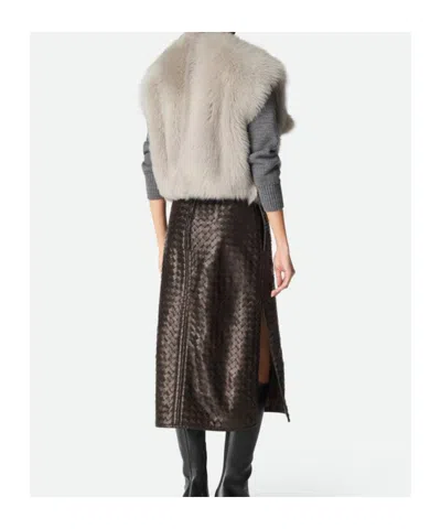 Bottega Veneta Toscana Shearling Cropped Gilet In Gray