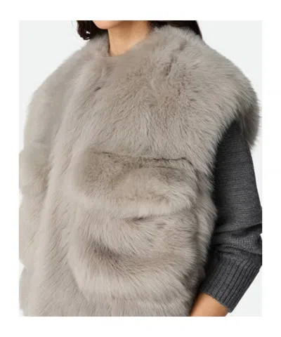 Bottega Veneta Toscana Shearling Cropped Gilet In Gray