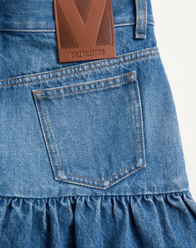 Valentino Denim Skirt Ruffled Hem In Blue