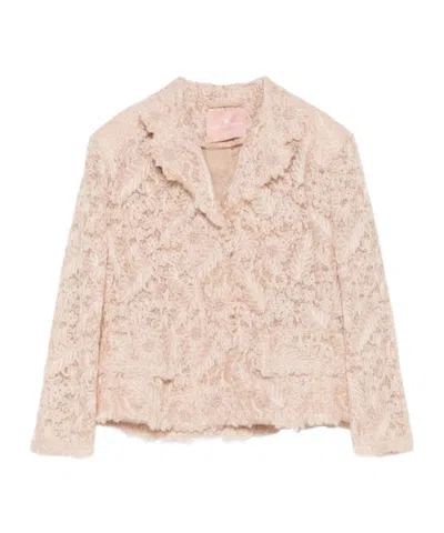 Ermanno Scervino Lace Blazer In Brown