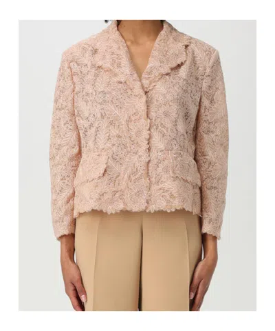 Ermanno Scervino Lace Blazer In Brown