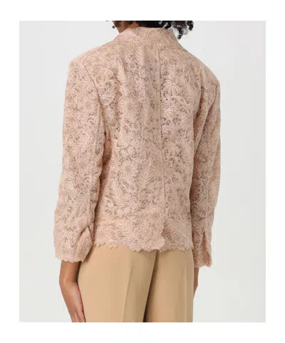 Ermanno Scervino Lace Blazer In Brown