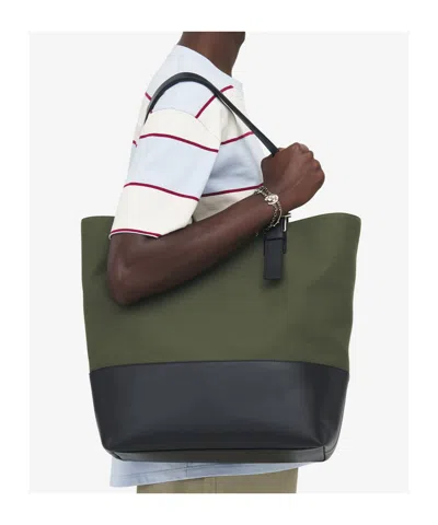Alexander Mcqueen Men's T-bar Shopper In Khaki/black