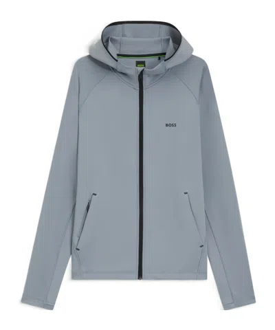Hugo Boss Long-sleeved Hooded Sweatshirt In Blue