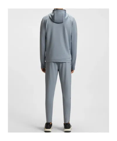 Hugo Boss Long-sleeved Hooded Sweatshirt In Blue