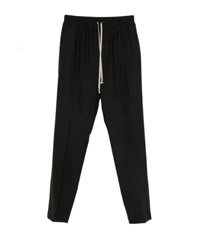 Rick Owens Men Drawstring Slim Long Pants In Black