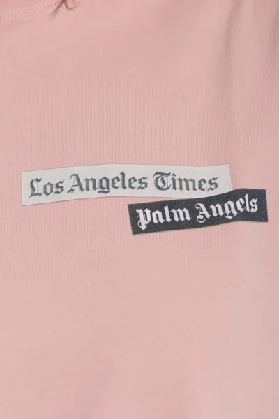 Palm Angels Logo Printed Crewneck T-shirt In Pink
