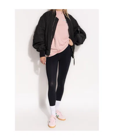 Palm Angels Logo Printed Crewneck T-shirt In Pink