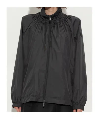 Moncler Valencay Drawstring Windbreaker Jacket In Black