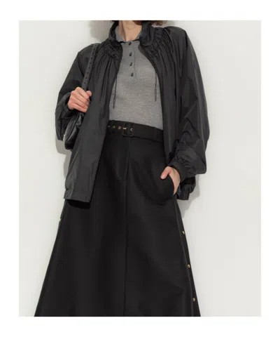 Moncler Valencay Drawstring Windbreaker Jacket In Black