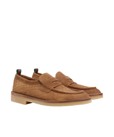 Gucci Men's Loafer With Web In Brown