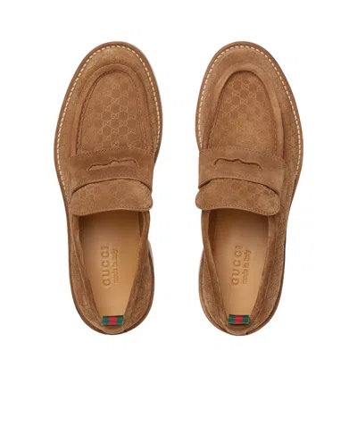 Gucci Men's Loafer With Web In Brown