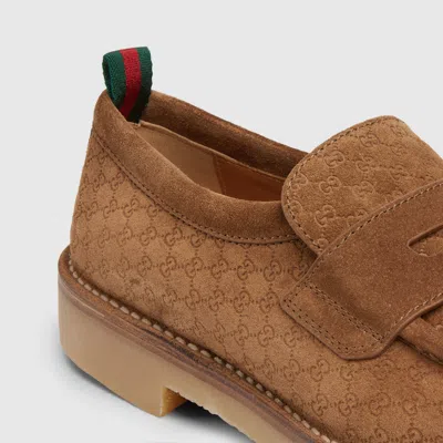 Gucci Men's Loafer With Web In Brown