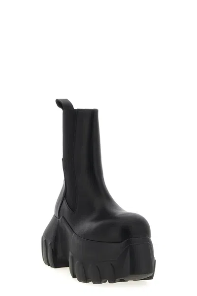 Rick Owens Black Hollywood Beatle Mega Tractor Chelsea Boots In Black