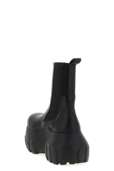 Rick Owens Black Hollywood Beatle Mega Tractor Chelsea Boots In Black