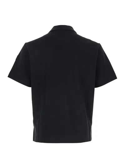 Moncler Mens Charcoal Script Logo-embroidery Short-sleeve Cotton-jersey Polo Shirt Xl In Black