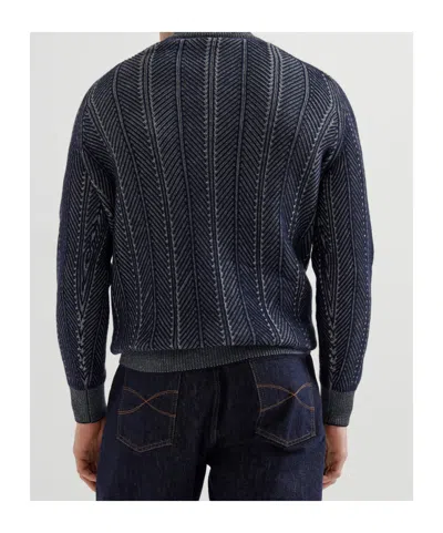 Brunello Cucinelli Men's Cashmere Chevron Vanise Quarter-zip Sweater