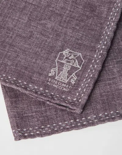 Brunello Cucinelli Silk Logo Pocket Square In Pink