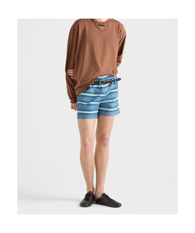 Prada Technical Fabric Swim Trunks In Blue