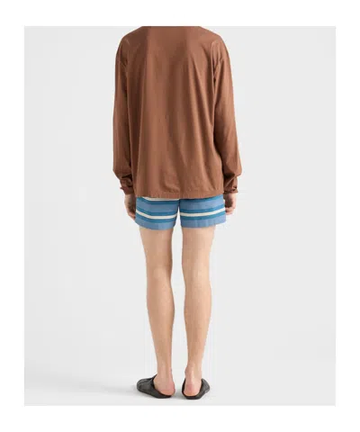 Prada Technical Fabric Swim Trunks In Blue