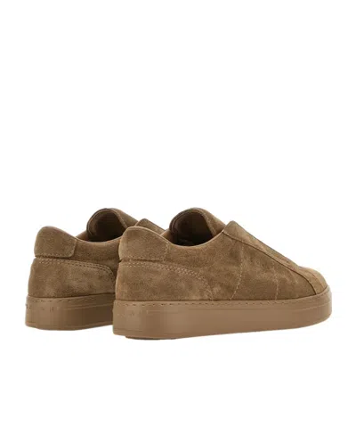 Hogan Brown Slip-on Leather Sneakers With Debossed Branding In Multi