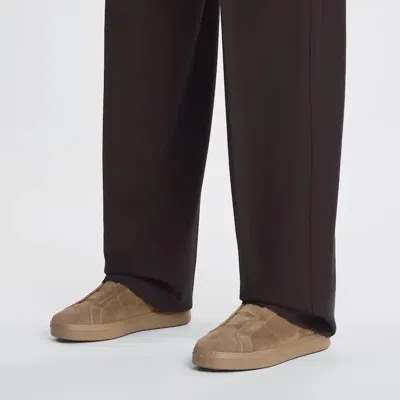 Hogan Brown Slip-on Leather Sneakers With Debossed Branding In Multi
