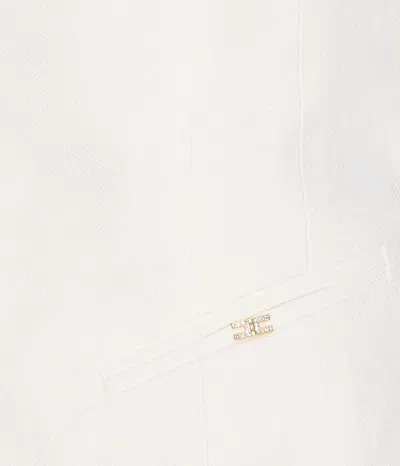 Elisabetta Franchi Sleeveless V-neck Bow Detail Jacket In White