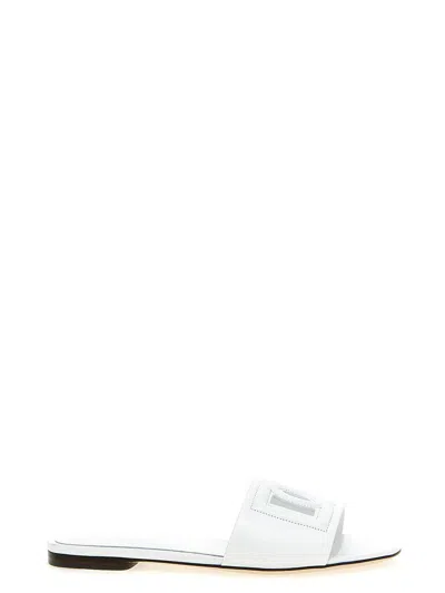 Dolce & Gabbana Leather Dg Millennials Slides In White