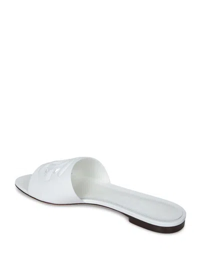 Dolce & Gabbana Leather Dg Millennials Slides In White