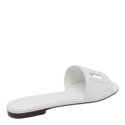 Dolce & Gabbana Leather Dg Millennials Slides In White