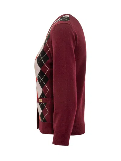 Ganni Womens Tawny Port Rhombus-print Round-neck Wool And Cashmere Cardigan Xl In Brown