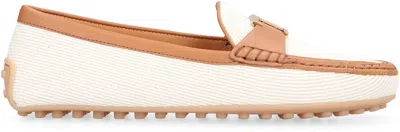 Tod's City Gommino Fabric Loafers In Neutral