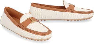 Tod's City Gommino Fabric Loafers In Neutral