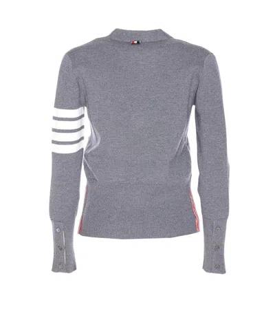 Thom Browne Grey 4-bar Stripe Knit Cardigan In Gray