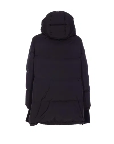 Herno Long Length Quilted Hooded Down Jacket In Black