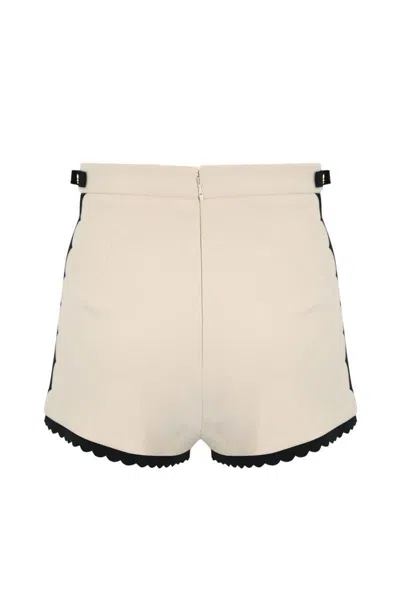 Elisabetta Franchi Multicolor High-waisted Shorts With Scalloped Hem In Neutral