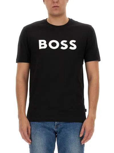 Hugo Boss Boss Sun Protection Logo T Shirt Navy In Black